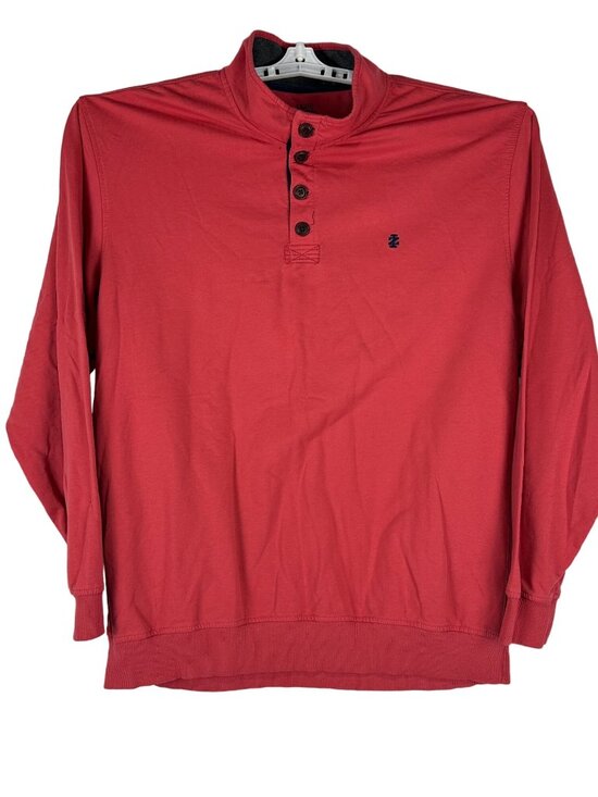 Izod Saltwater Relaxed Classics Mens Button Mock Neck Pullover XXL Red Top - Picture 1 of 7